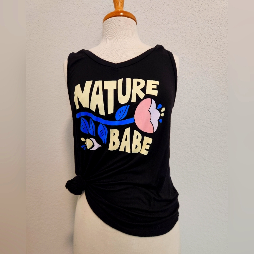 Nature Babe Black Graphic Tank Top